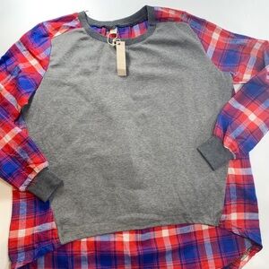 Afternoon | Long Sleeve Platted Sweater Top New With Tags Blue Red White